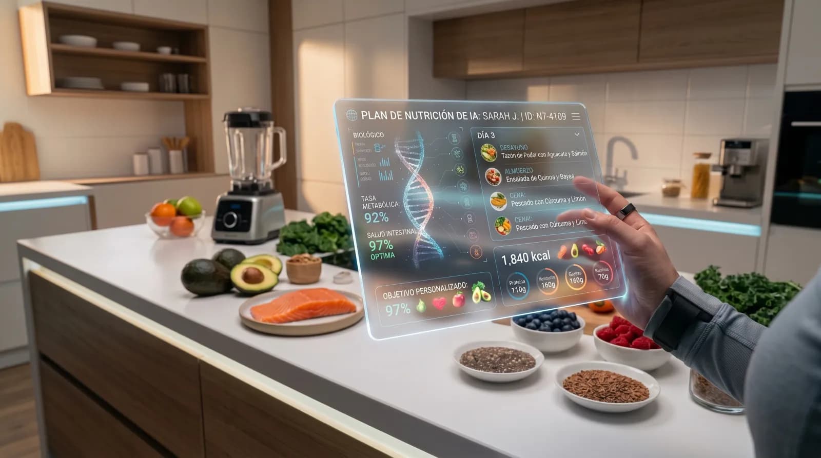 Plan de nutrición personalizado en pantalla